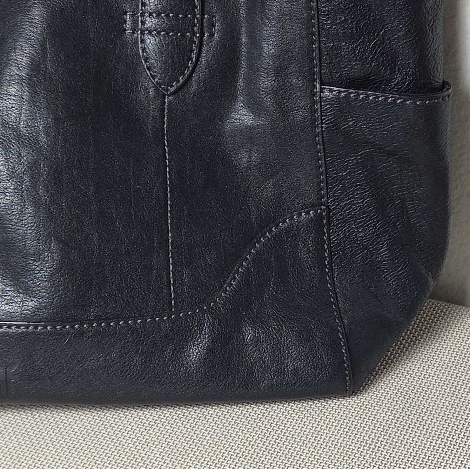 Frye Melissa Large Leather Shopper Tote Bag Black 17.5″ Shoulder Handbag Slouch