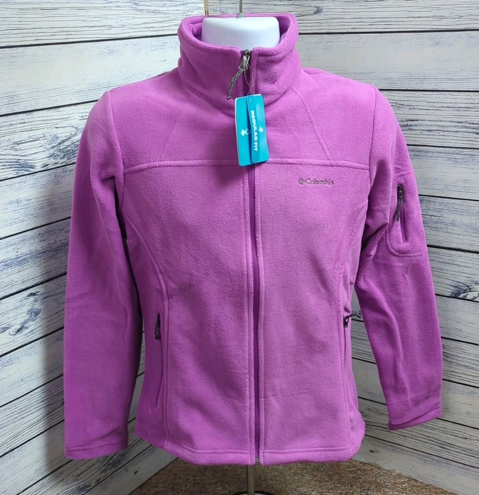 Columbia Womens Fast Trek II Fleece Jacket Walking Hiking Purple Medium
