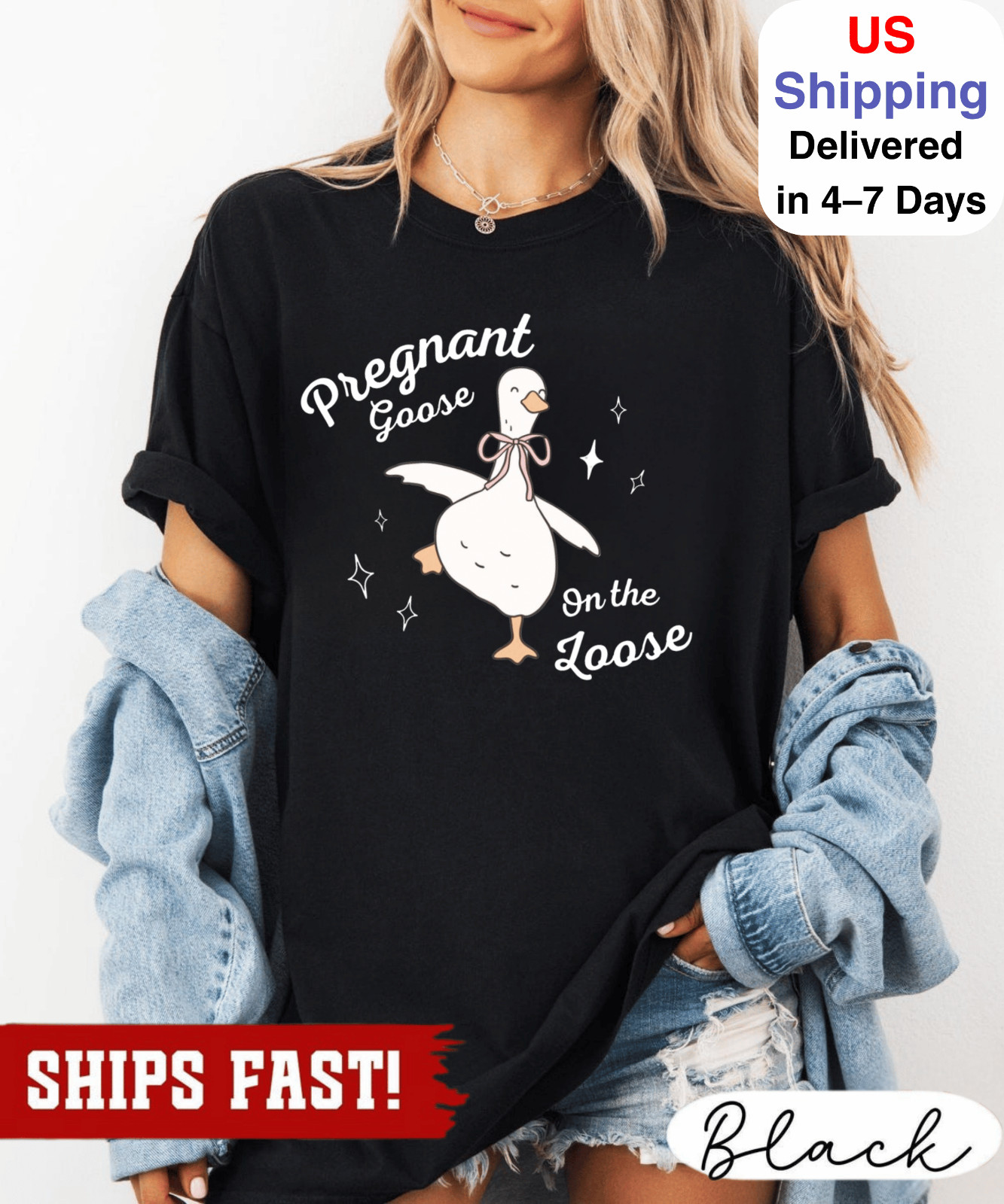 Funny Pregnant Goose Shirt, Silly Goose Gift for Mom To Be, Pregnancy Announceme