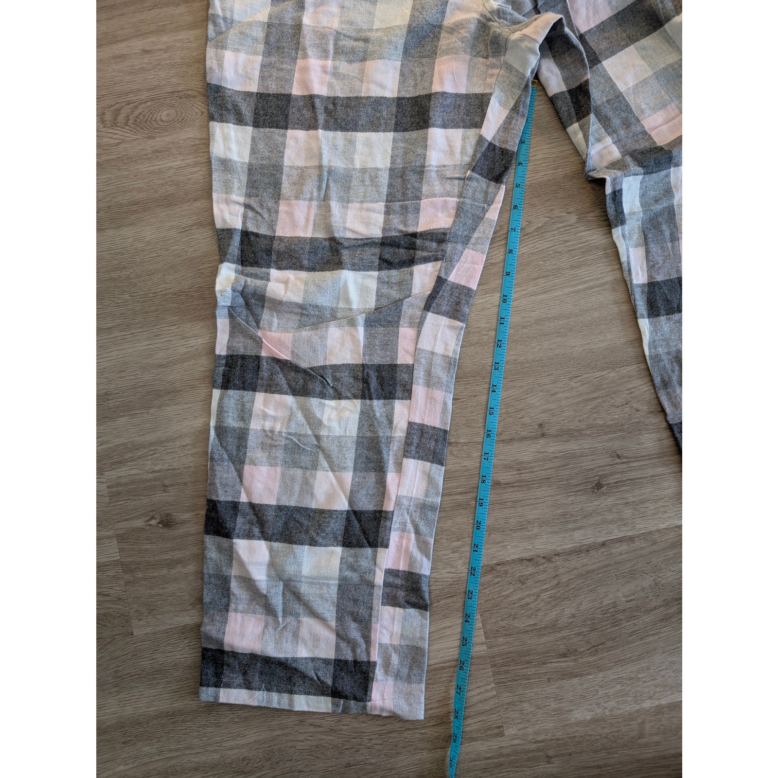 Croft & Barrow Pajama Set Womens Large L Pink Grey Plaid Cotton Sleepwear 2pc