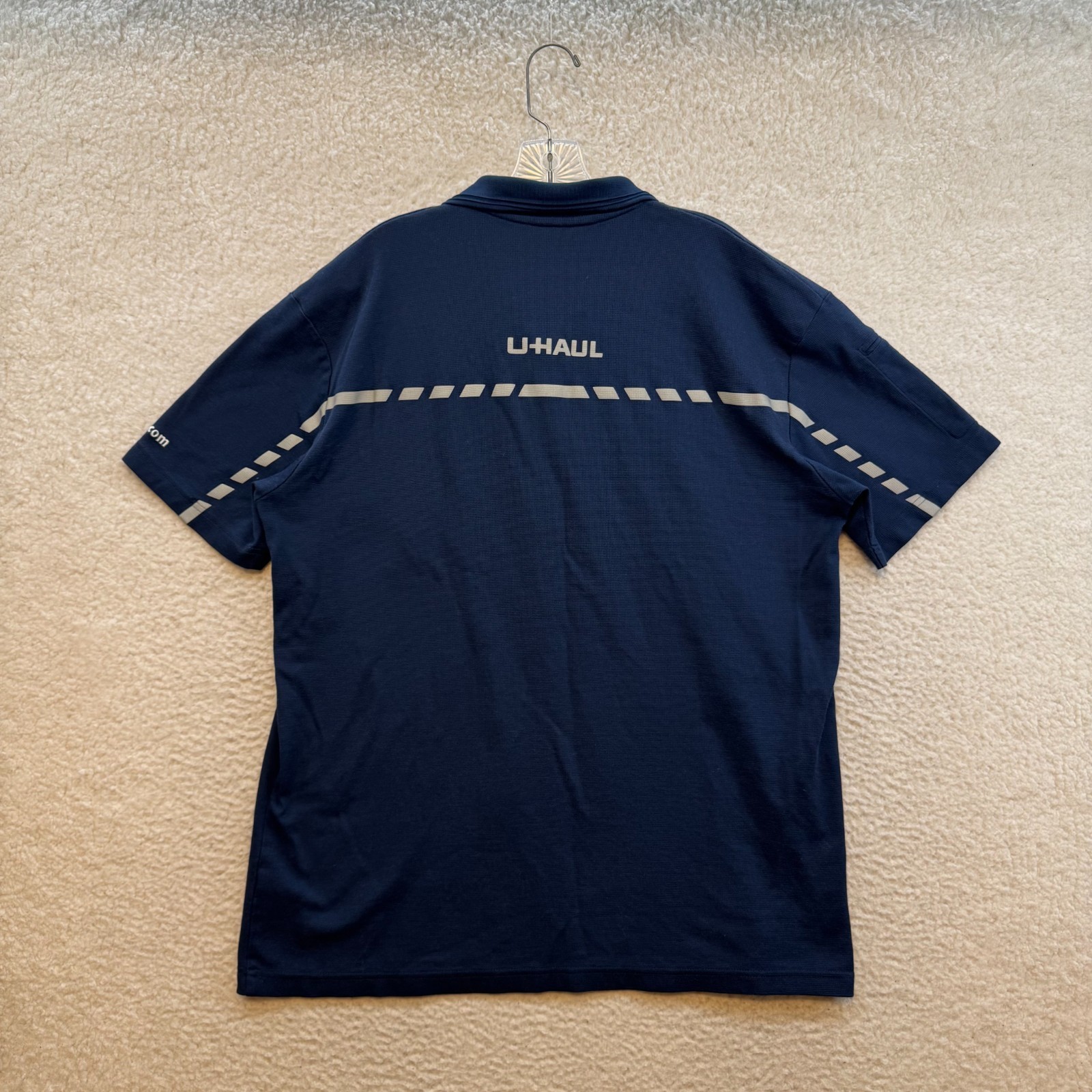 U-Haul Polo Shirt Large XL Mens Navy Blue Employee Work Uniform Reflective