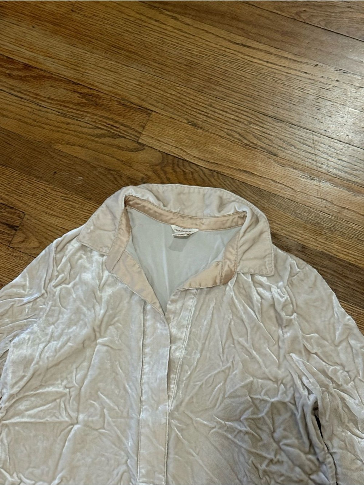 Sundance Beige Crushed Velvet Top Size S