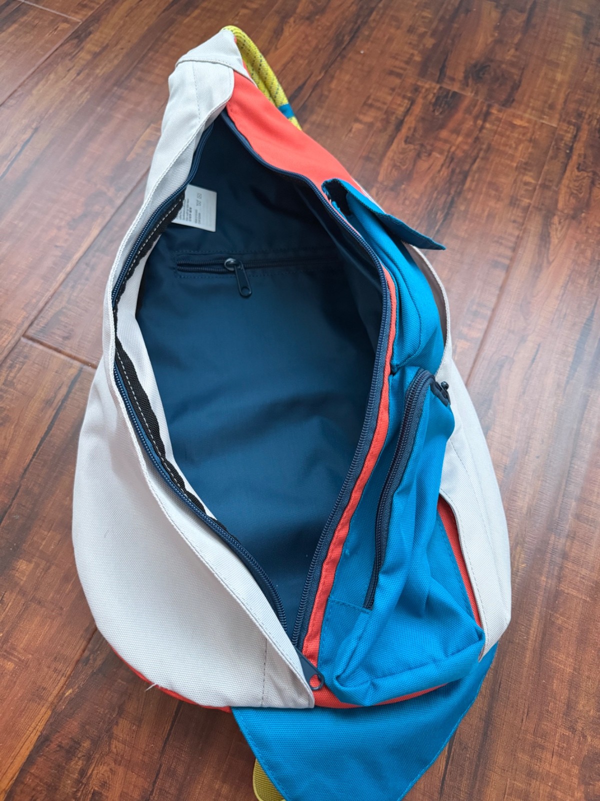 KAVU Rope Sling Bag Pack Canvas Tan Desert Beige Khaki Orange Blue Yellow EUC