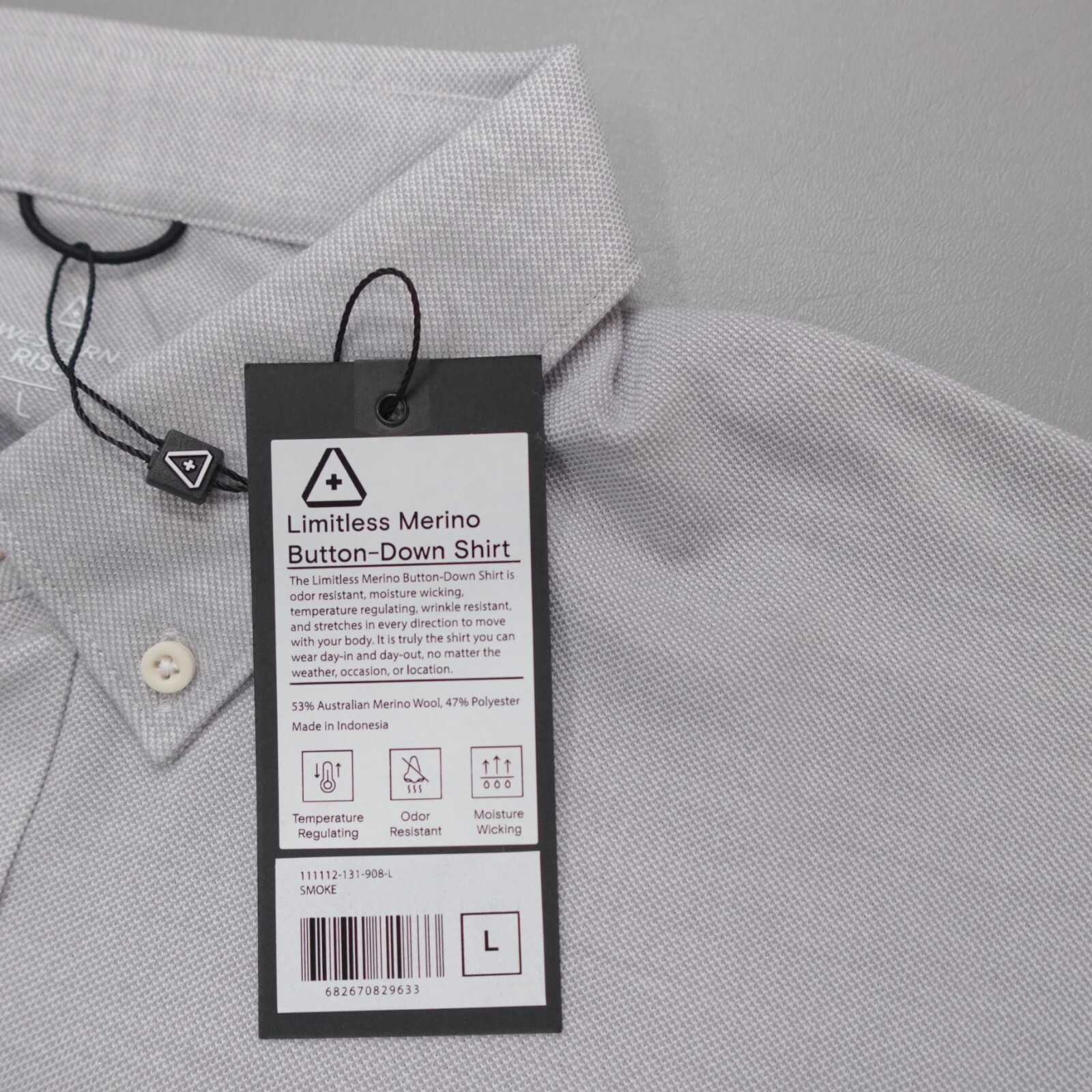 Western Rise Slim Fit Limitless Merino Wool Button Down Shirt Wicking Smoke