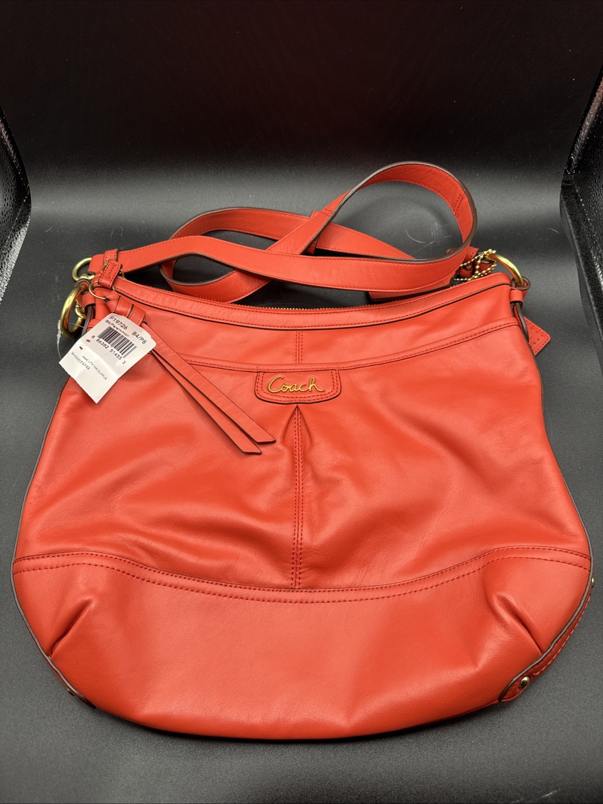 Coach Ashley Leather Swingpack Crossbody Bag Gold Logo Persimmon