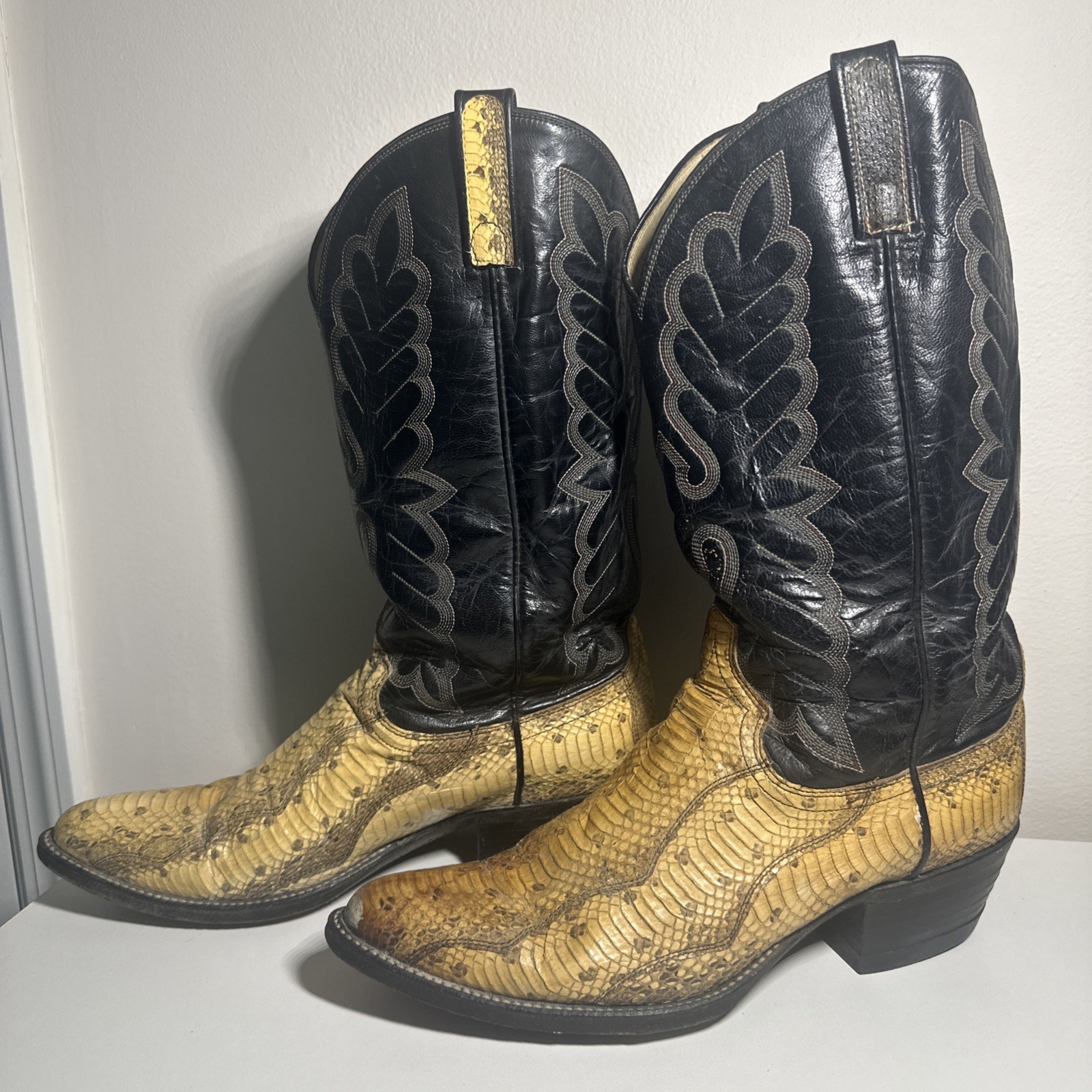 Dan Post Men’s Python Snakeskin Western Boots Brown Black Style Size 11D