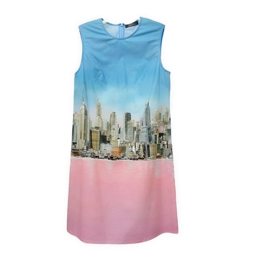 LELA ROSE New York NYC Skyline Shift Dress, Cotton, Size 10/M