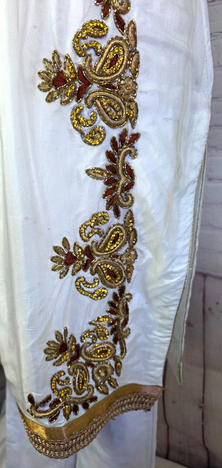 Kurta Tunic Top Embroidered Beads Rhinestones Jewel Tassle Slits India Tribal SM