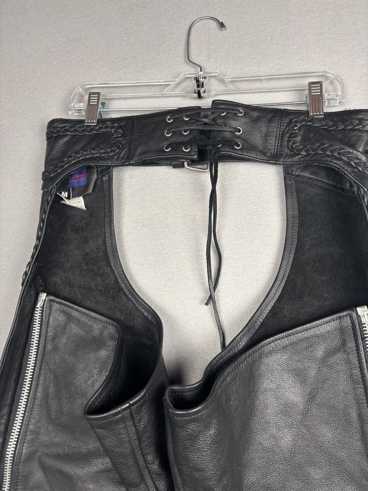 MOB Classic X4 Leather Chaps Womens Medium Biker Motorcycle YKK Zip Collection