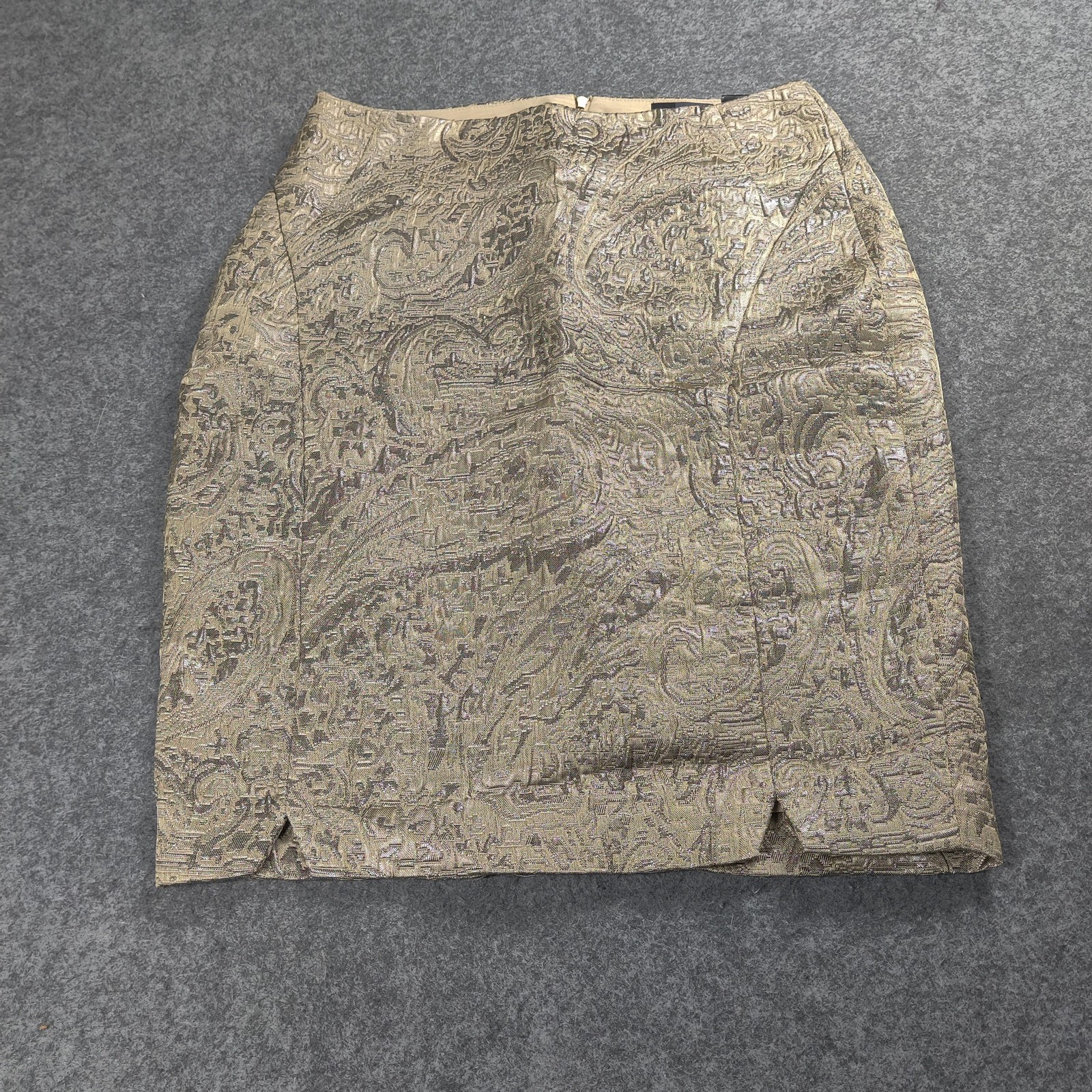 The Limited Skirt Womens 4 Gold Metallic Brocade Paisley High Waist Pencil Work