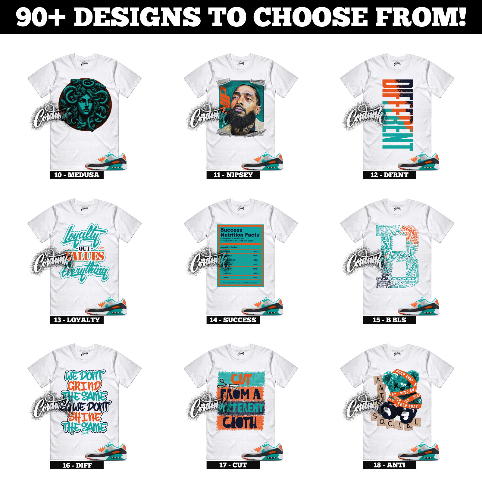 Miami Air Max 90 Dolphins White Pitch Blue Turbo Green Sneaker T Shirt to Match