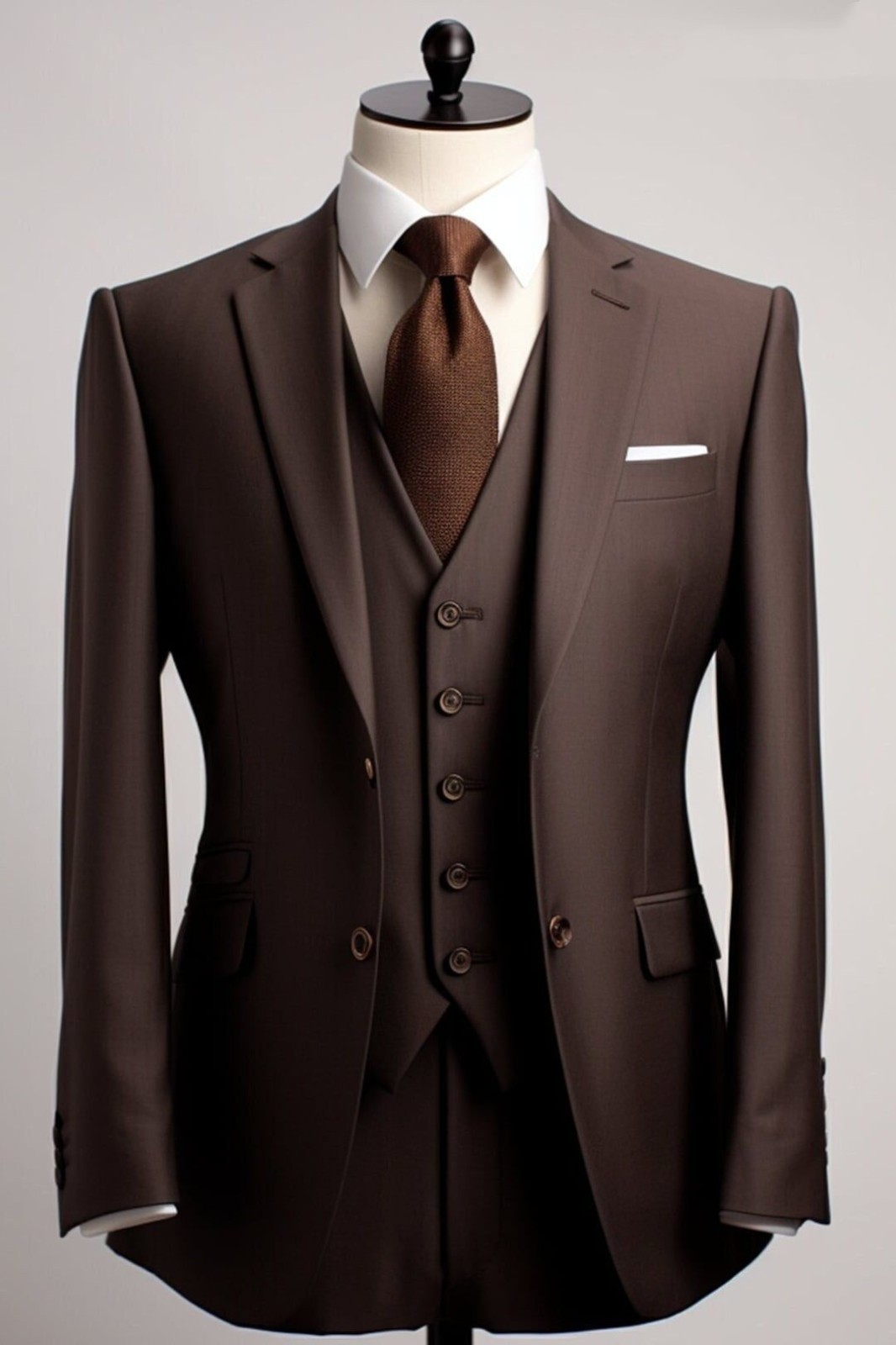 Brown Men’s Suits 3Pcs Notchk Lapel Formal Jacket TuxedosBusiness Coat Tuxedos