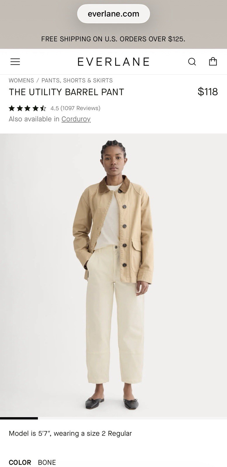 Everlane The Utility Barrel Pant Woman’s Size 6, 8, 10, 14, 16,