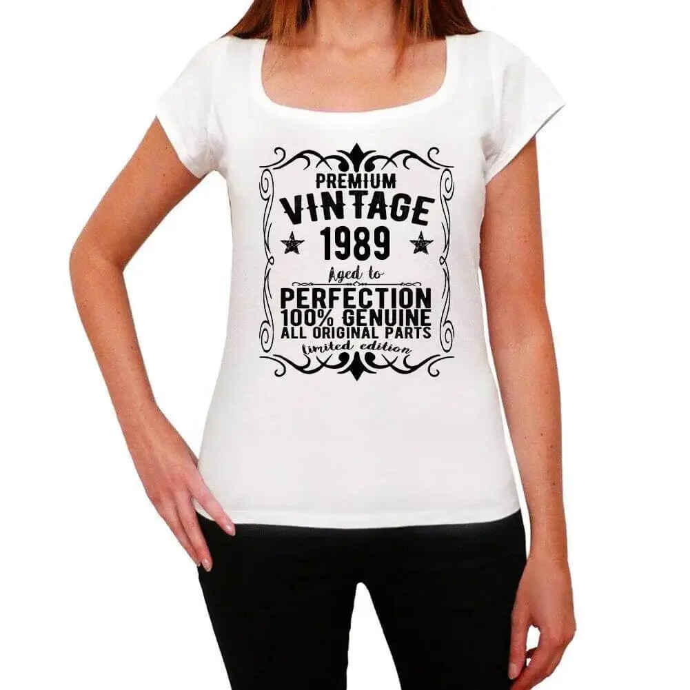 Women’s Graphic T-Shirt All Original Parts Aged to Perfection 1989 35th Birthday