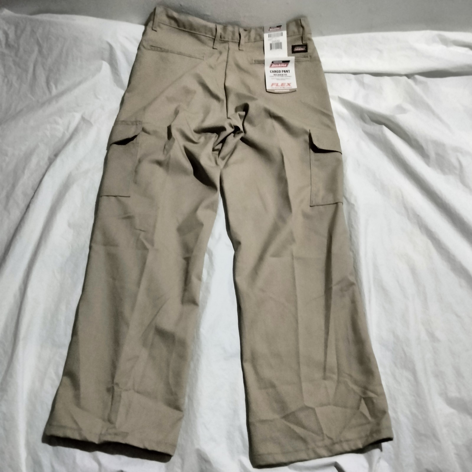 Genuine Dickies Mens Flex Relaxed Fit Straight Leg Work Cargo Pants Khaki 34×30