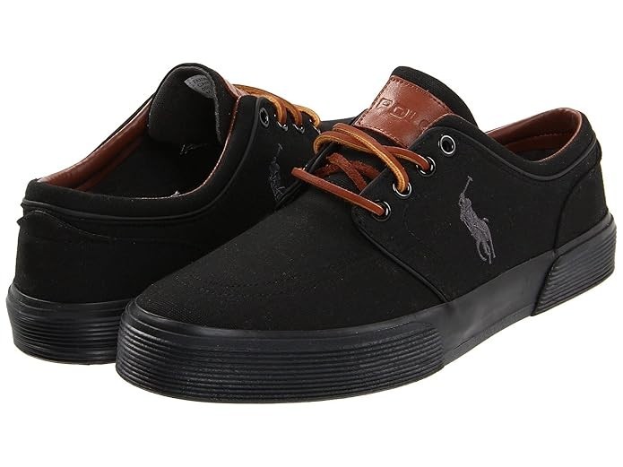 Ralph Lauren Faxon Low Sneaker Black/Black Canvas SZ 7D