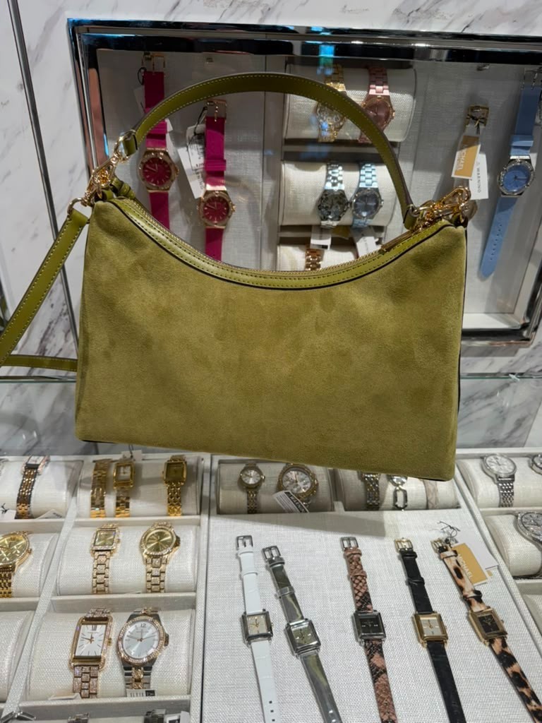 Michael Kors Sammy Lady Medium Bonded Leather Handbag Purse Shoulder Bag Oregano