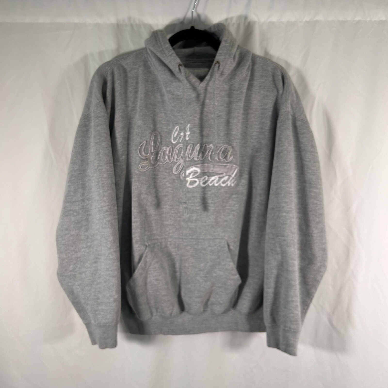 Laguna Beach Hoodie Women’s Large Grey Pockets Long Sleeve Cotton Blend
