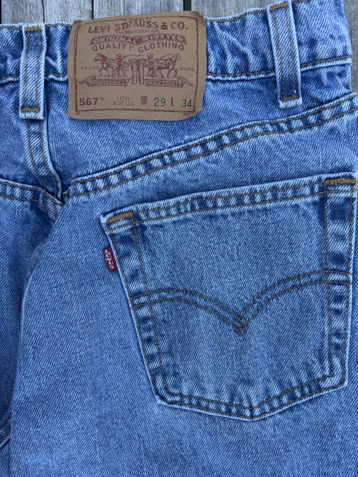 Levi’s 567 Men’s Loose Fit Extra Wide Leg Blue Denim Jeans 90s 5-Pocket