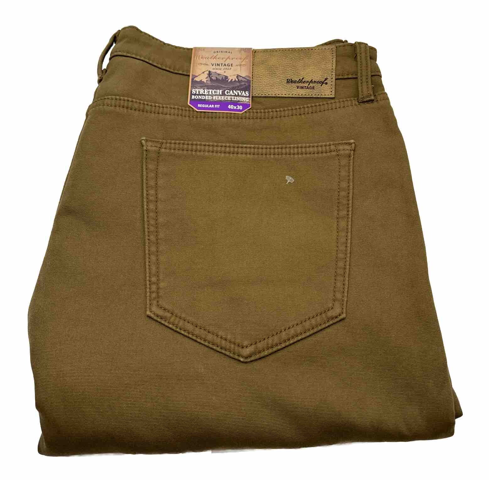 Weatherproof Vintage Men’s Fleece Stretch Canvas Regular Fit Pants Wheat 40×30