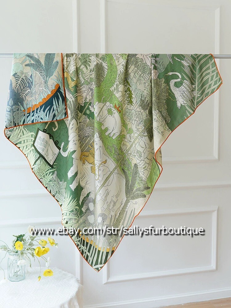 Sallys Boutique 70% Cashmere 30% Silk Wrap Scarf Animals Print 2 Face Shawl 53″