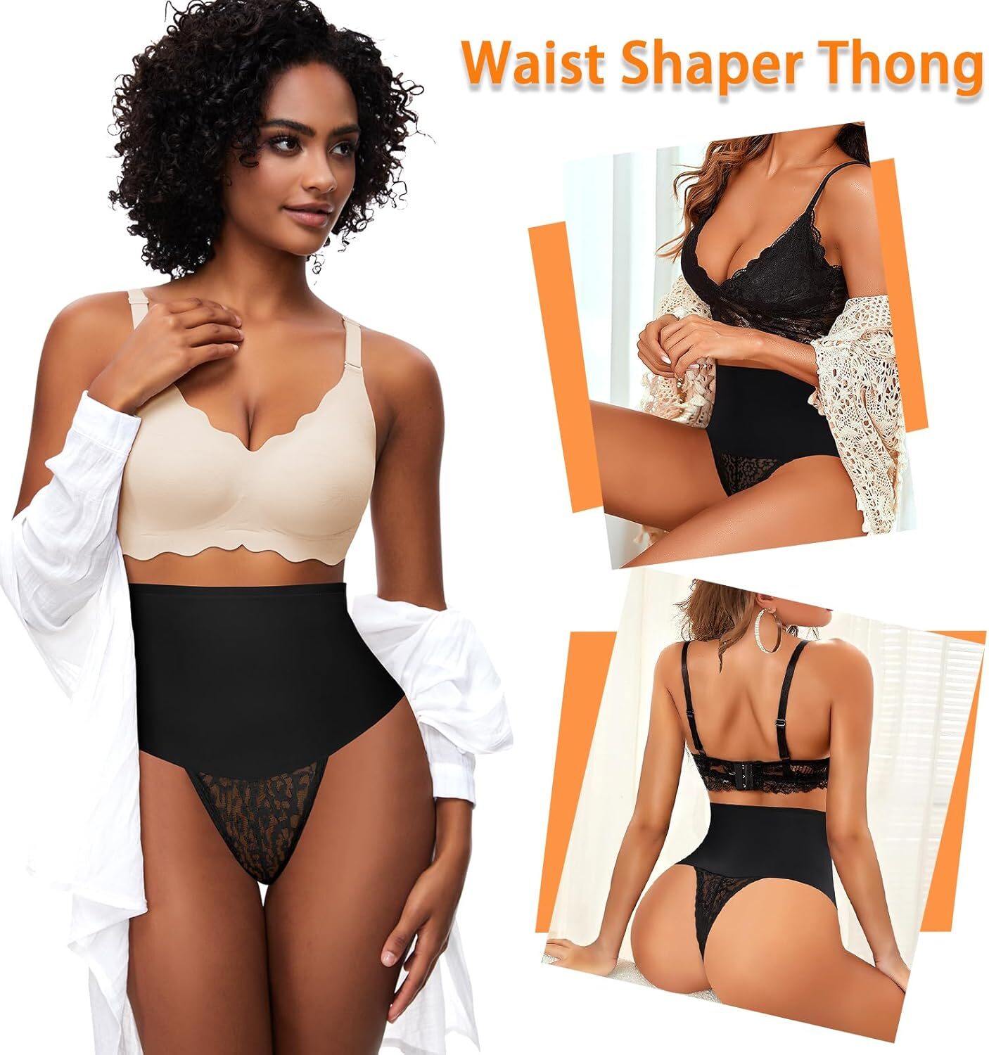 Women High Waist Tummy Control Thong Shapewear Seamless Butt Lifter Underwear