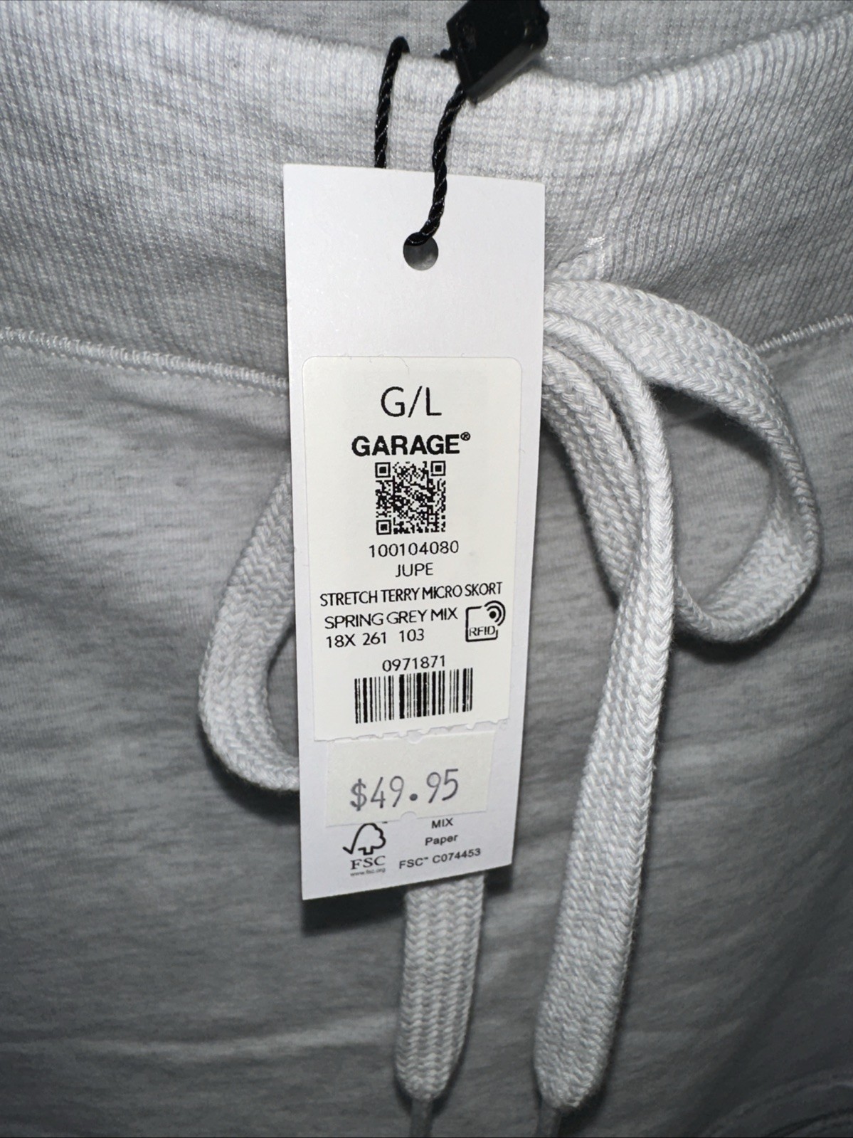 Garage Jupe StretchTerry Micro Skort Spring Grey Large