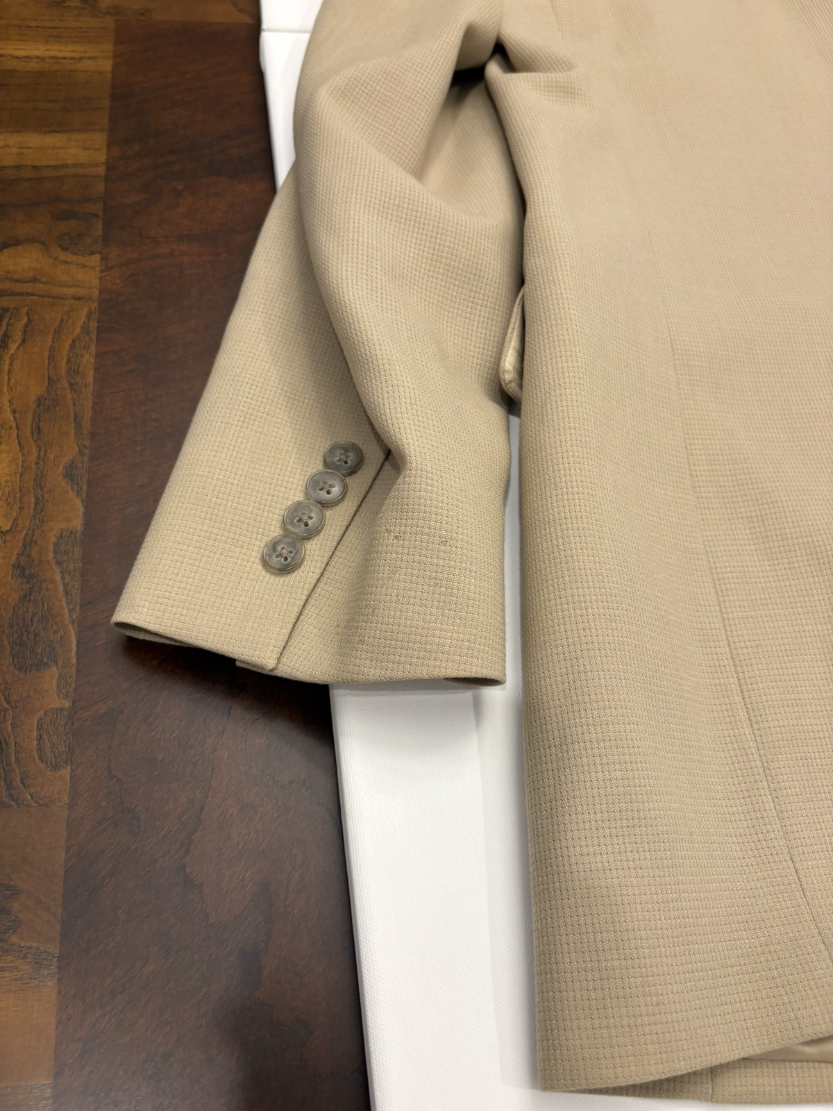 Vintage Murano Italy 100% Worsted Wool Blazer 42L Tan 3-Button Suit Jacket