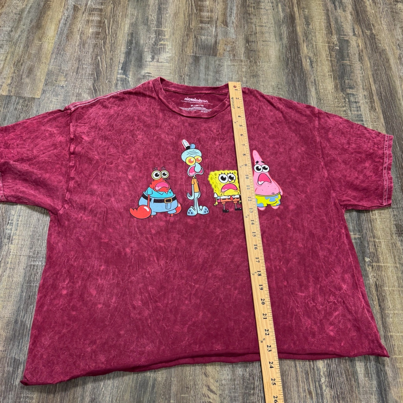 Nickelodeon Spongebob Squarepants Graphic T Shirt XL Red crop top Crew Neck