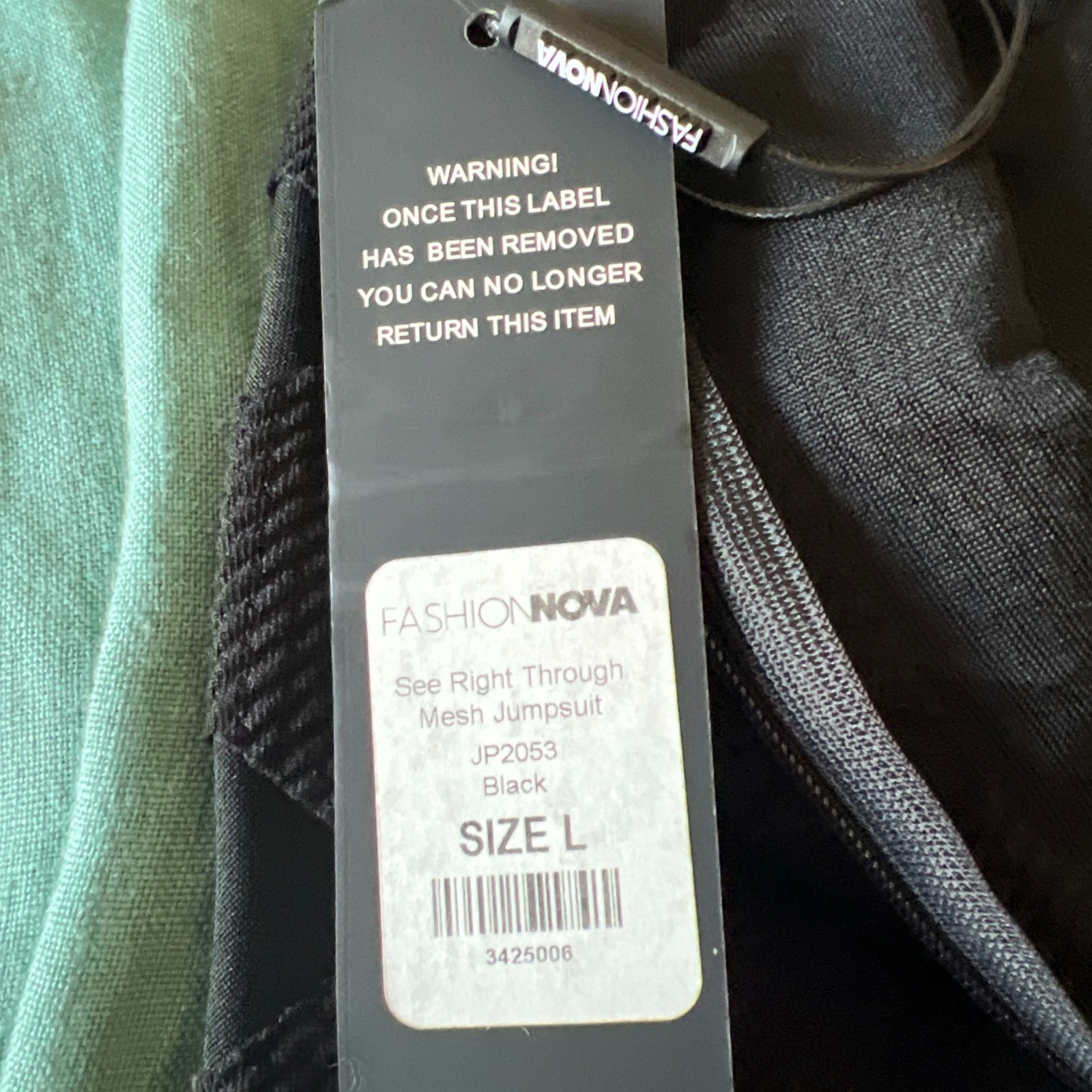 Fashion Nova See Right Through Mesh Jumpsuit Black Size L NWT