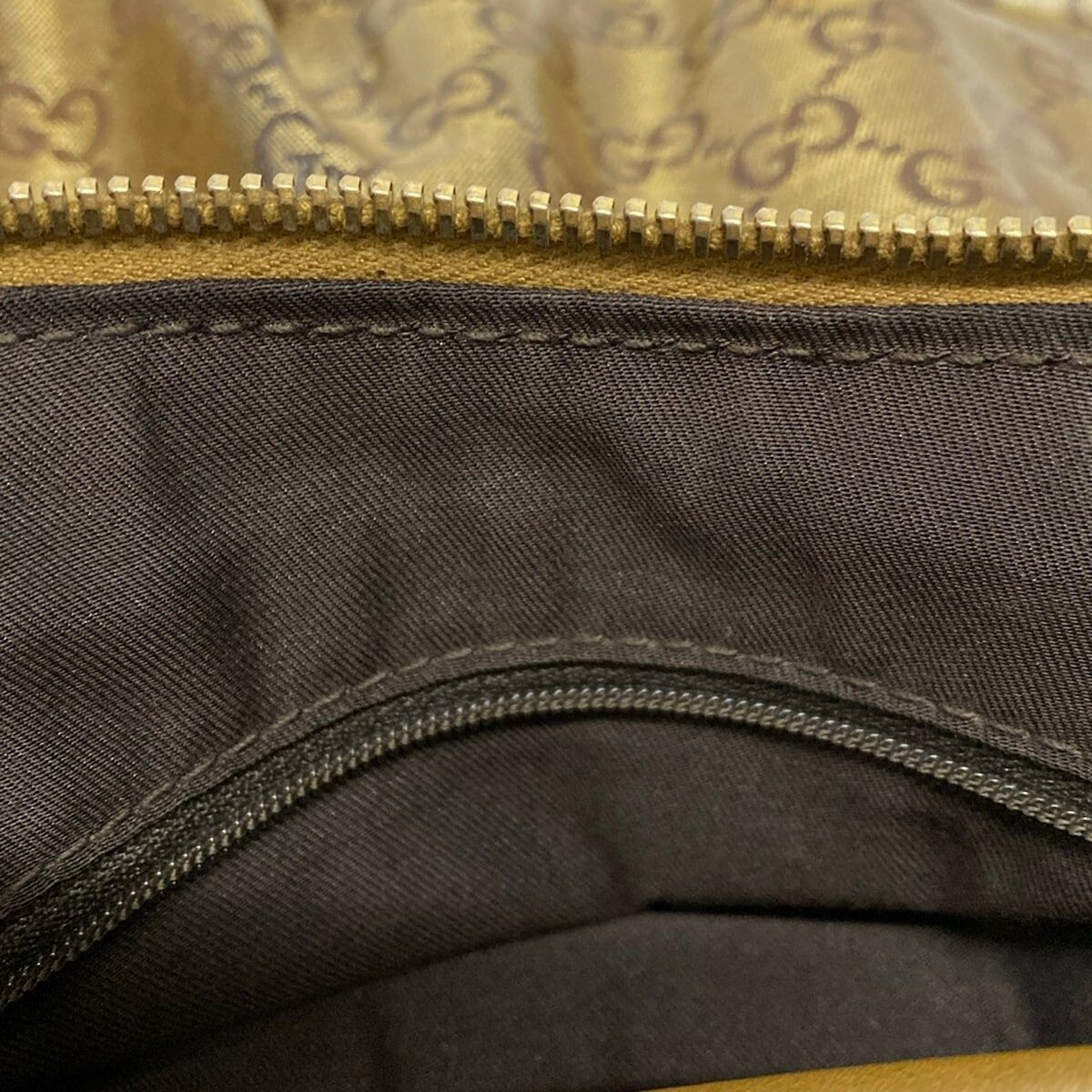 GUCCI Abby GG Monogram Bronze Jacquard Leather Shoulder Bag Auth
