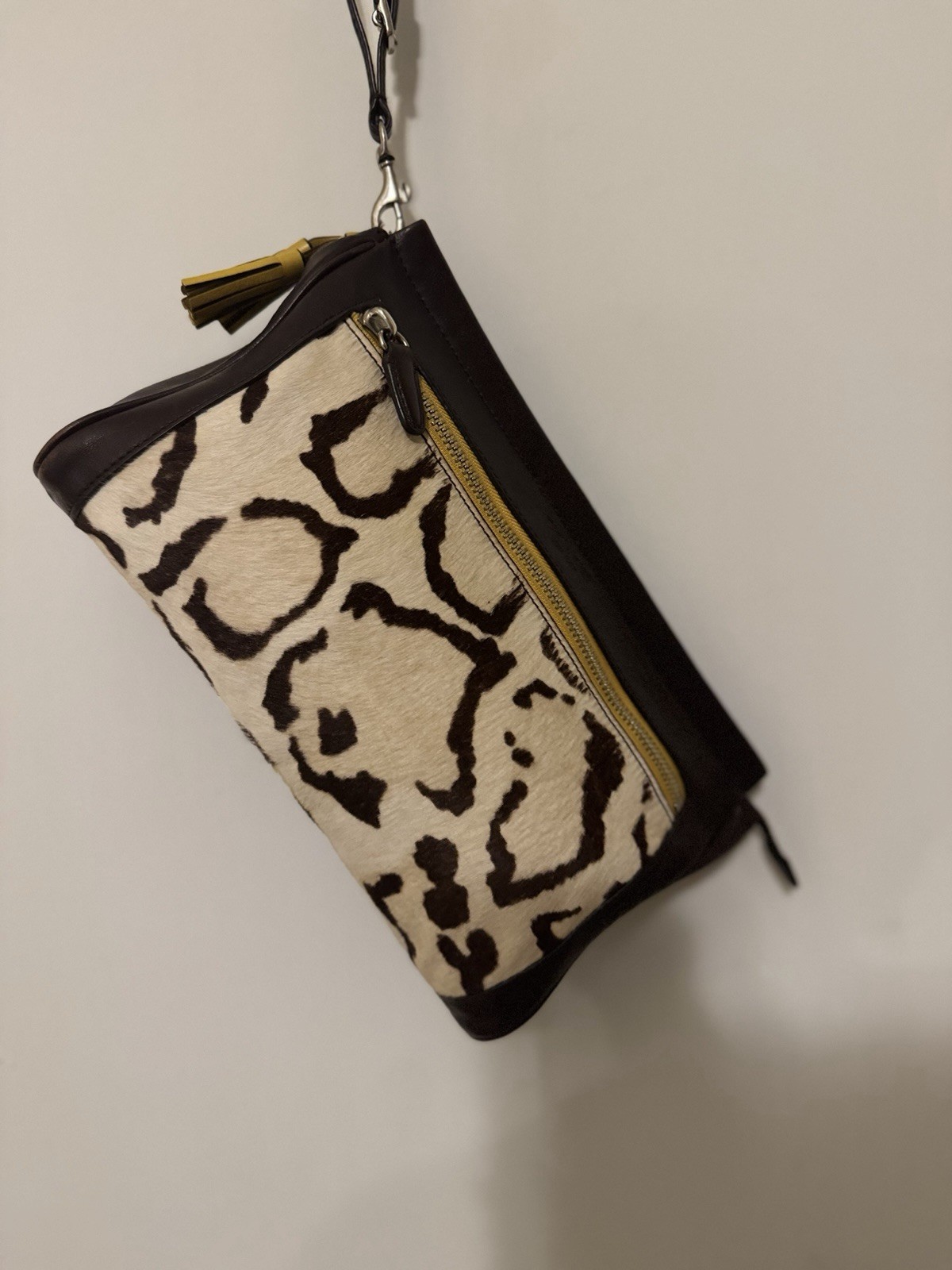Coach Legacy Wristlet Calf Hair Jumbo Zip Pouch Clutch Bag
