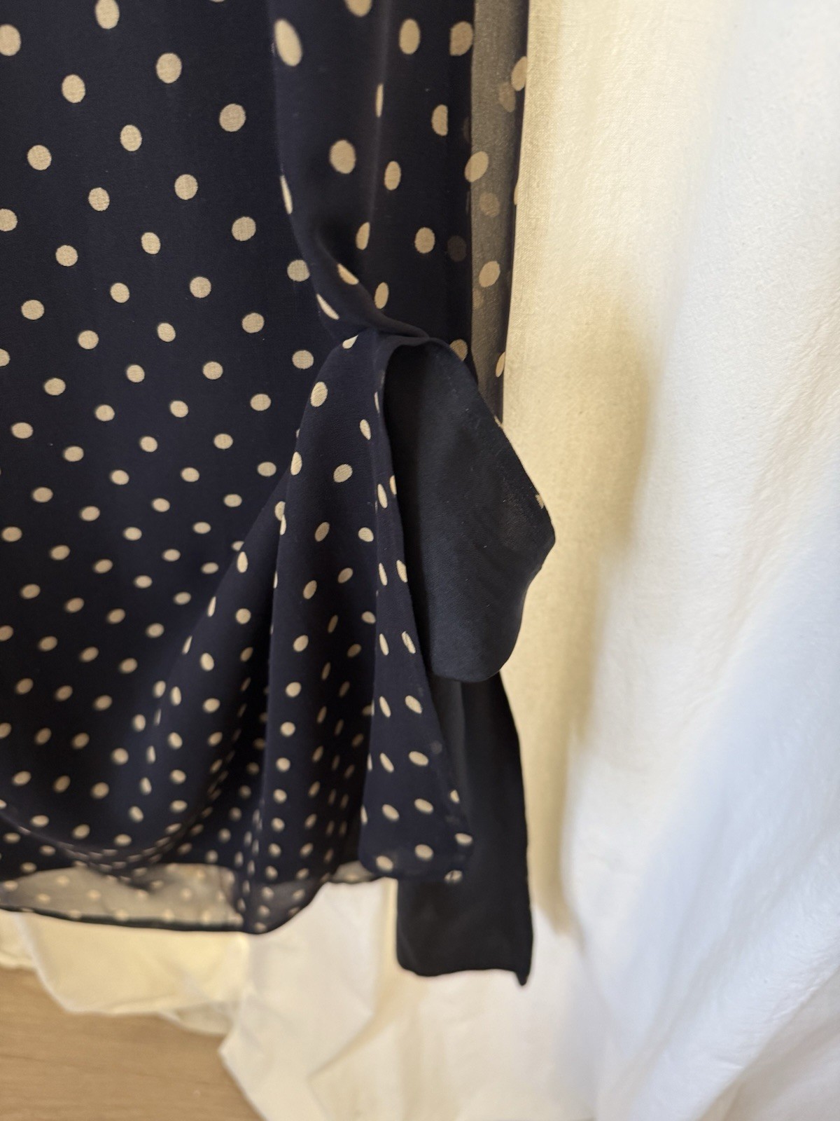 Robbie Bee Black White Polka Dot Silk Chiffon Maxi Dress Bow Lined Size 10