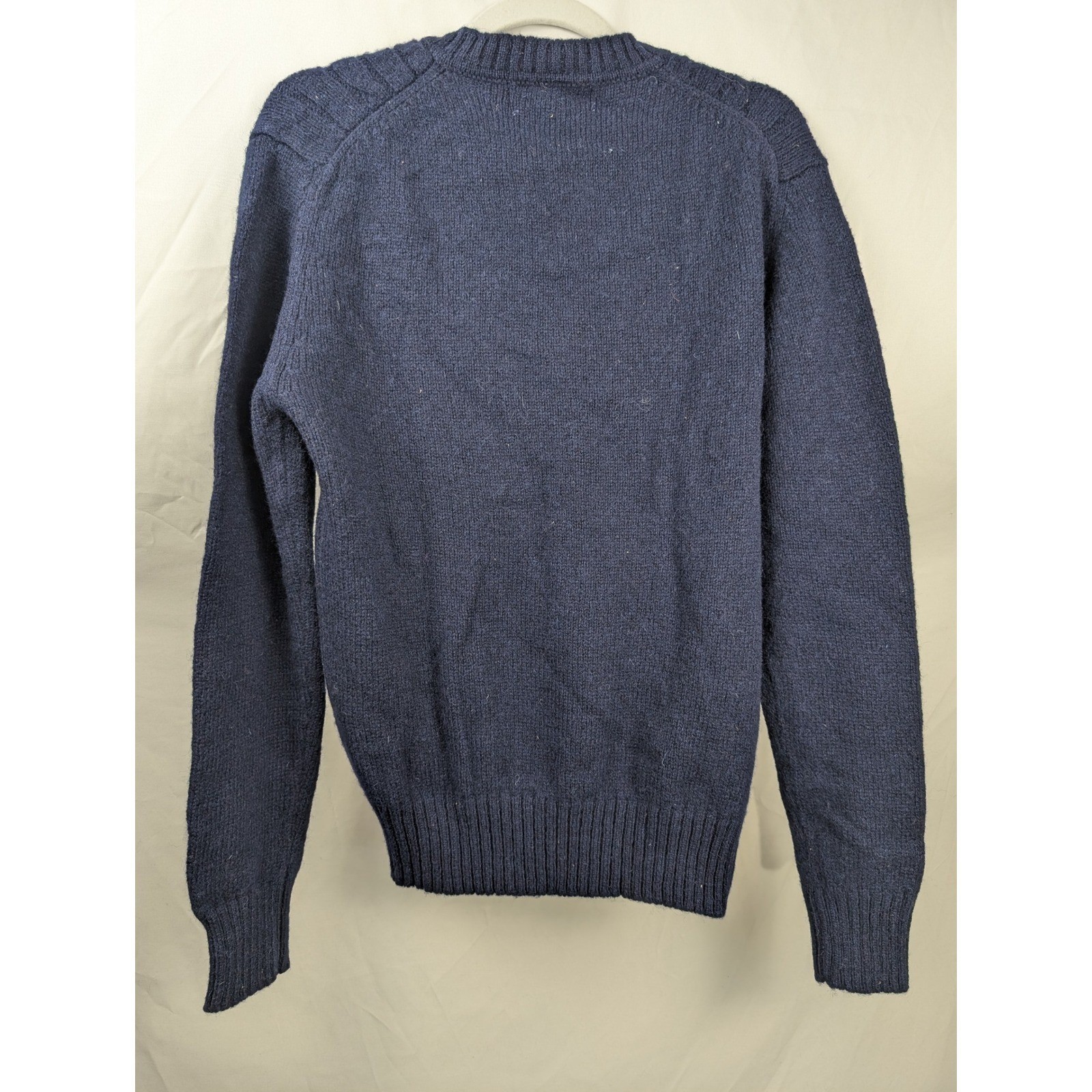 Vintage McGregor Mens Cable Knit Wool Sweater Sz M Navy Blue Fisherman Deadstock