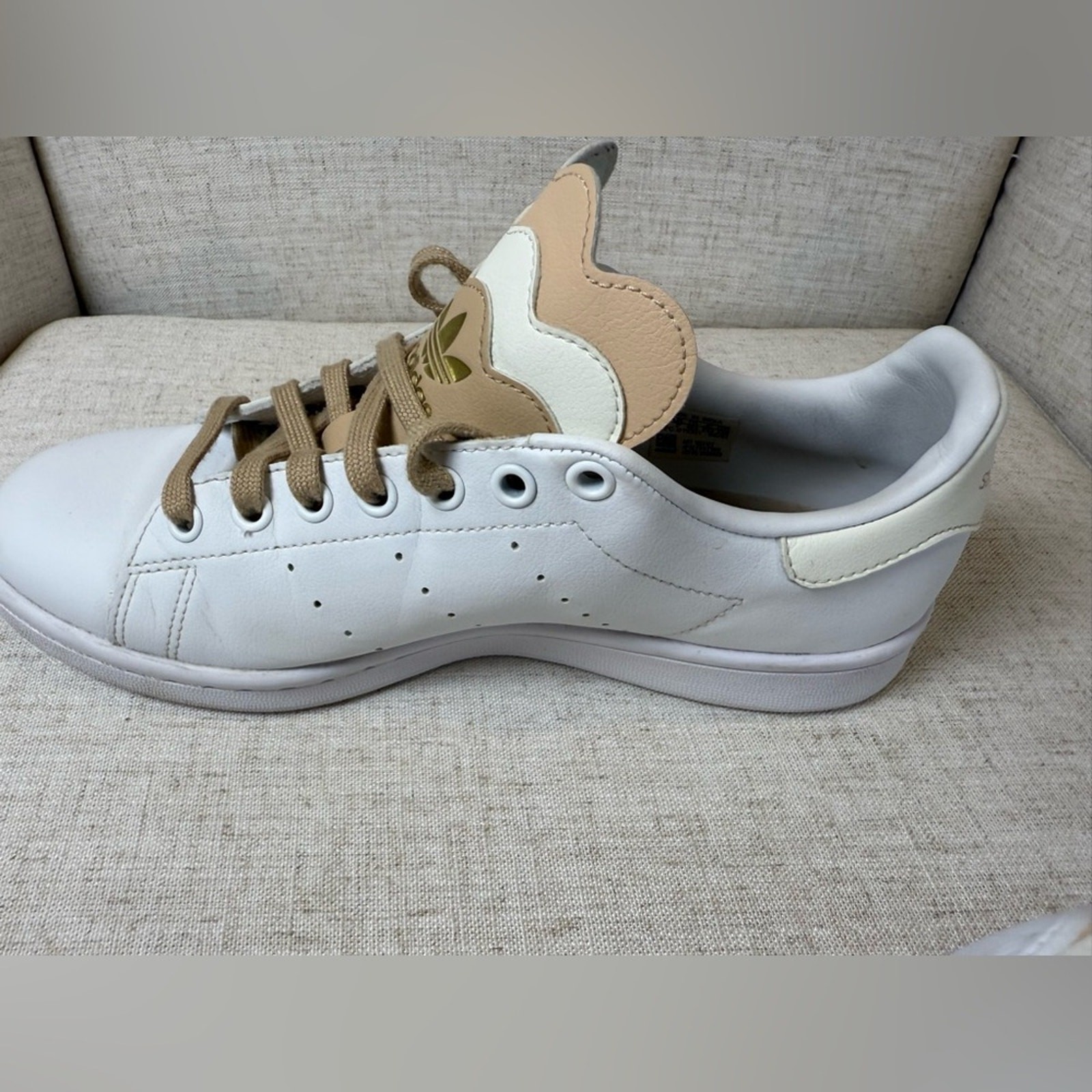 Adidas Stan Smith White Pale Nude Primegreen Scallop Leather Shoes Women’s 8.5