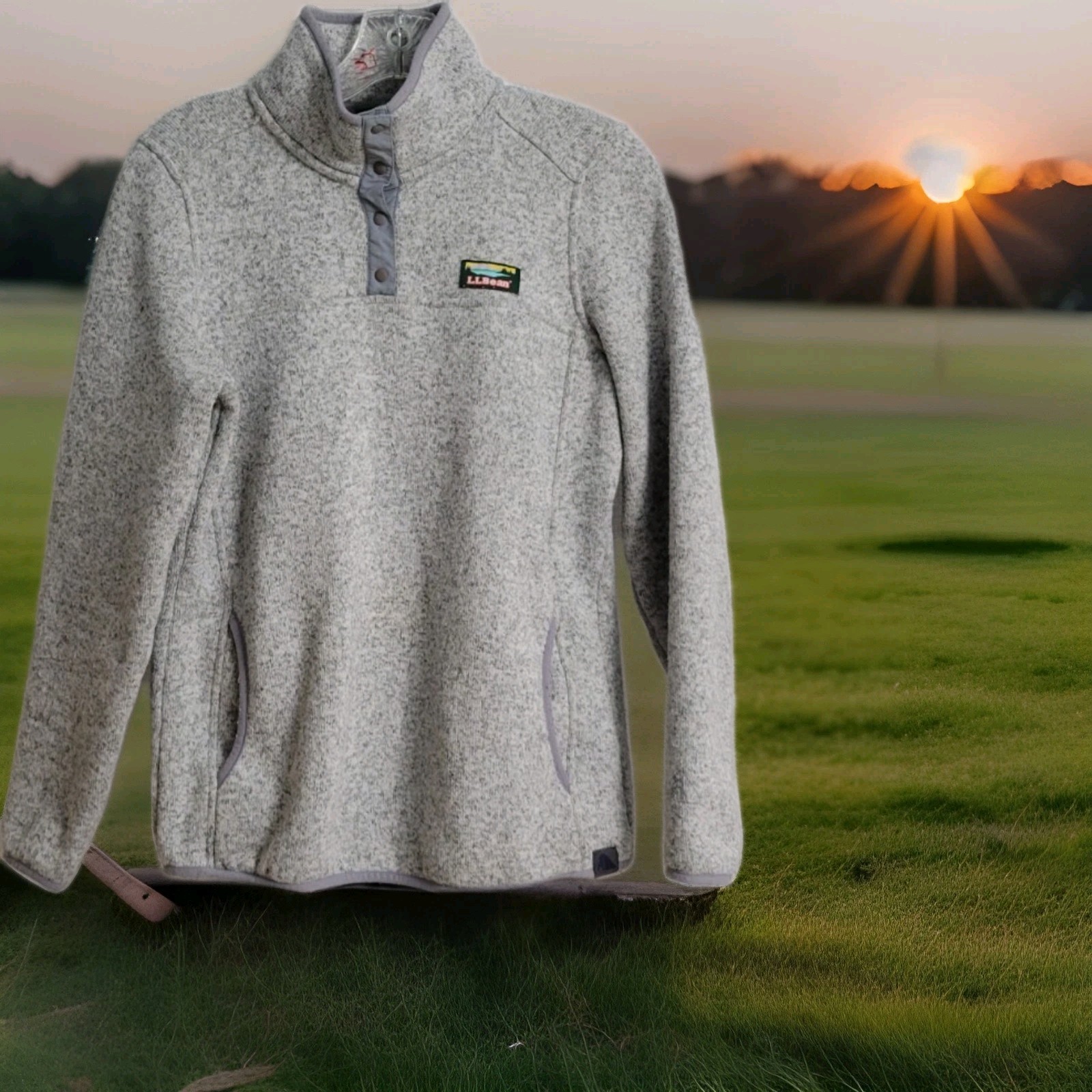 LL Bean Gray 1/4 Snap Pullover Sweatshirt Women’s Regular Small (B16)