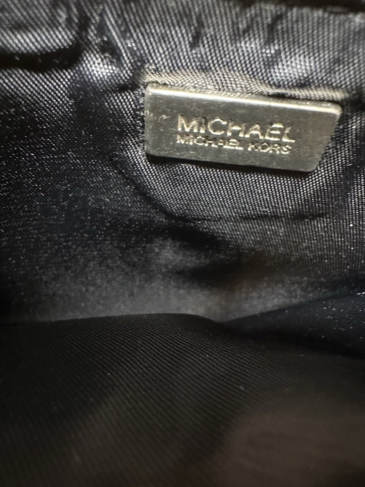 Michael Kors Beige & Light Blue Clutch Buckle Accent, Zipper, Silver Hardware