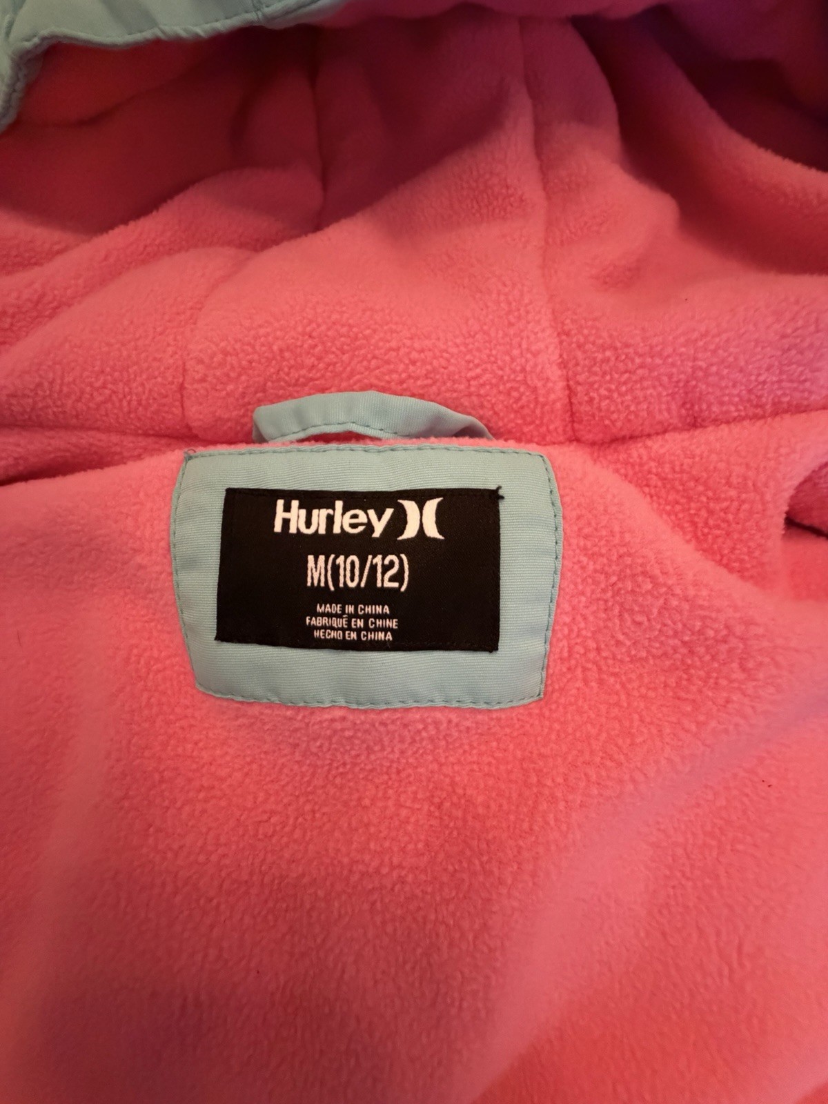 Hurley Kids Hooded Ski Jacket Multicolor Camo Zip Lined Insulated M 10/12