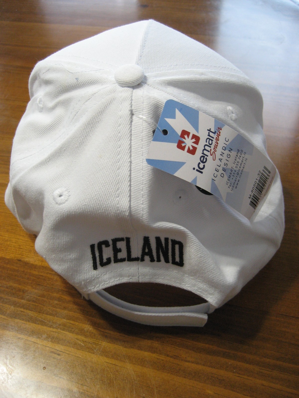 Iceland Souvenir Baseball Hat Cap White w/Map & City List NEW Icemart Adjustable