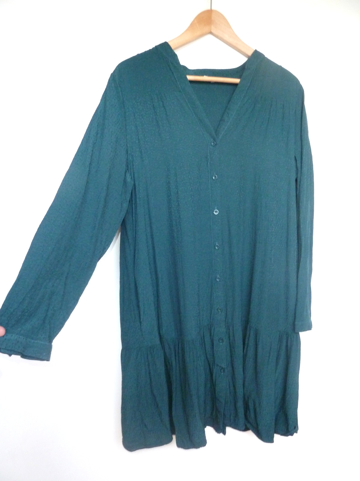 HUSH teal blue green spots smock shirt dress with pockets Size 14