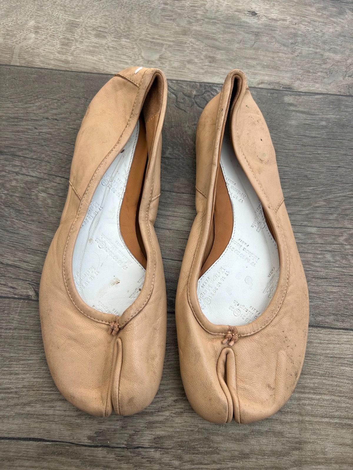 Maison Margiela Tabi Leather Beige Ballerina Flats EU 36 US 6