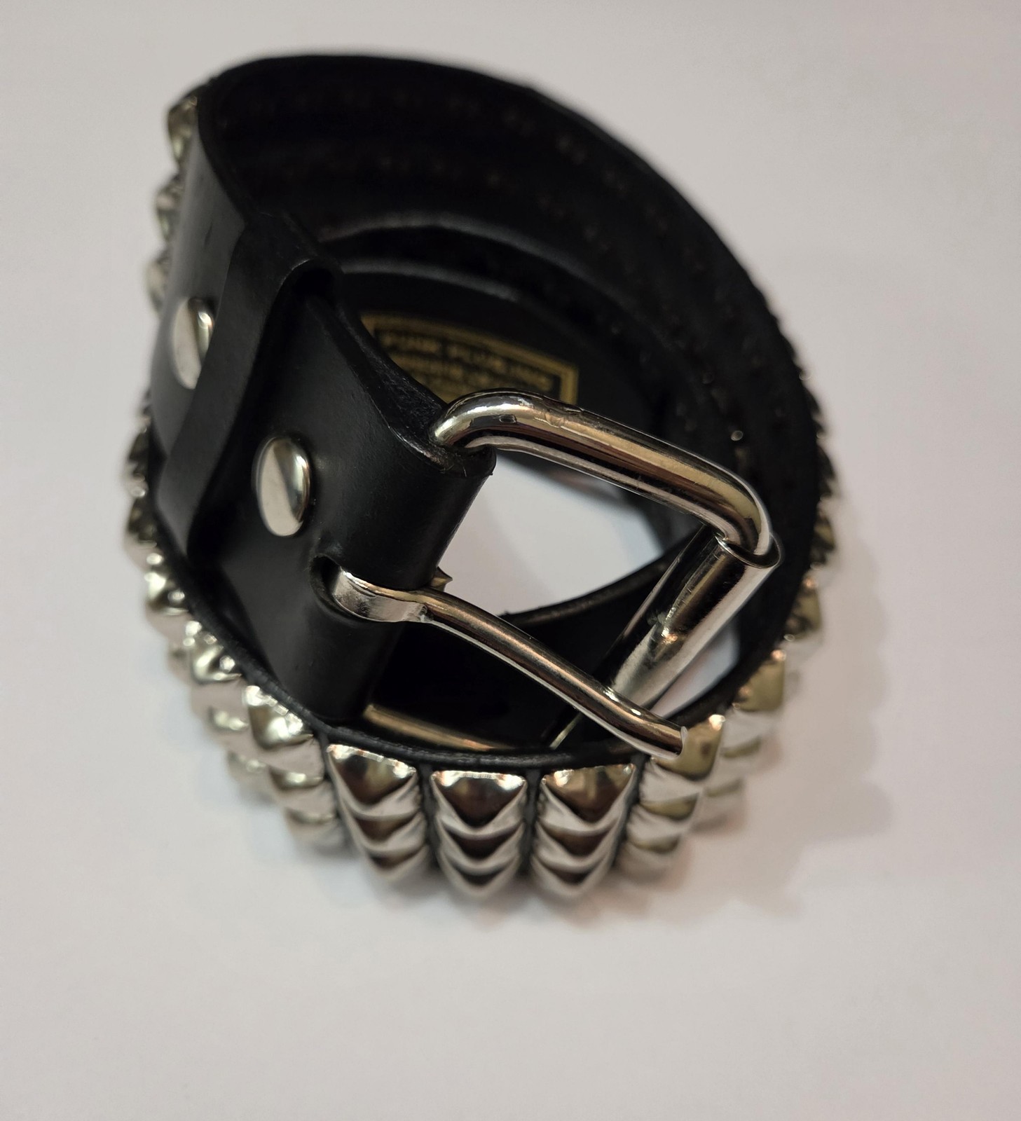 Funk Plus Belt Mens Small Black Leather Silver Studded Pyramid Punk Rock