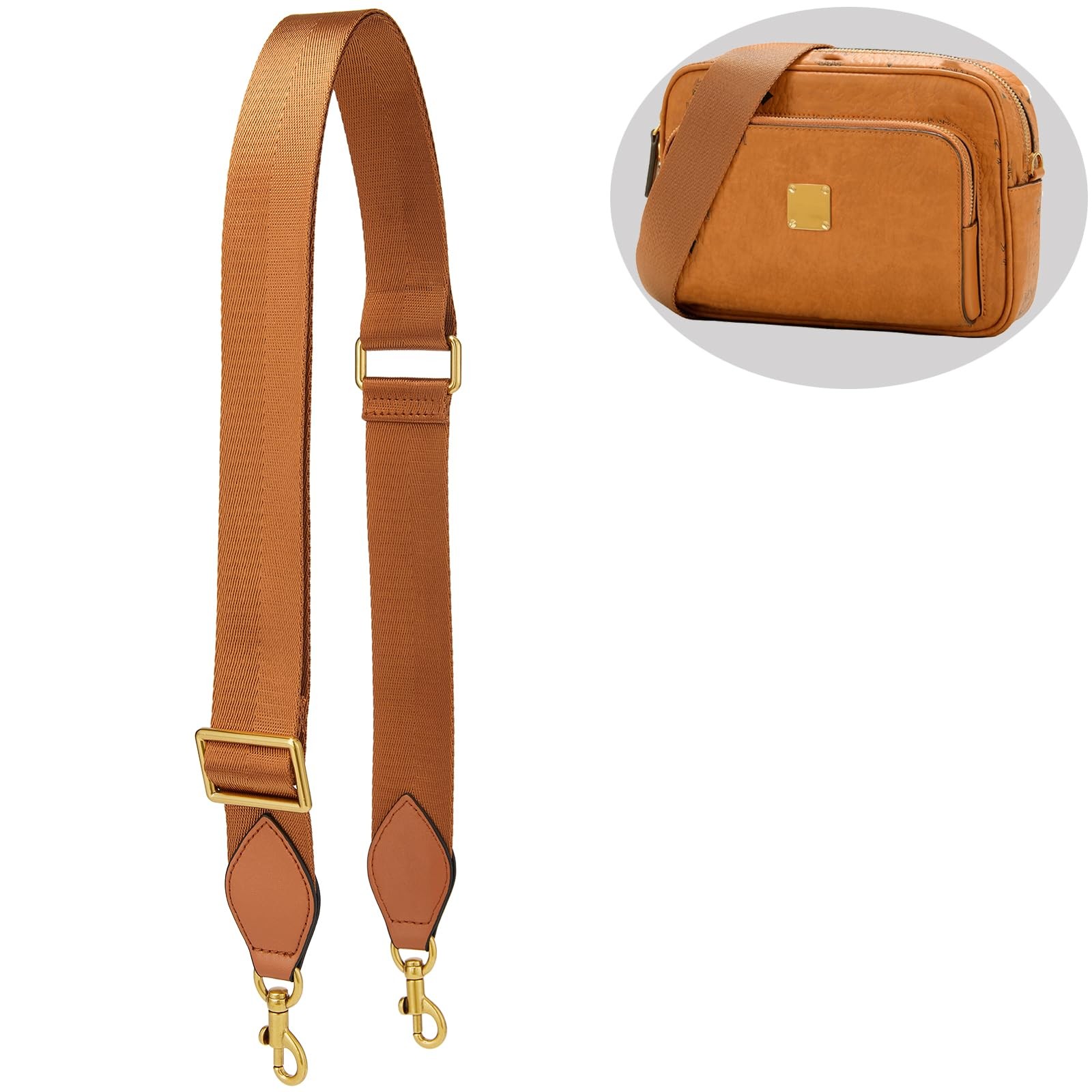 HUADEK Purse Strap Replacement 34 – 51 in（86-130cm）Wide:1.5″(3.8cm), Brown