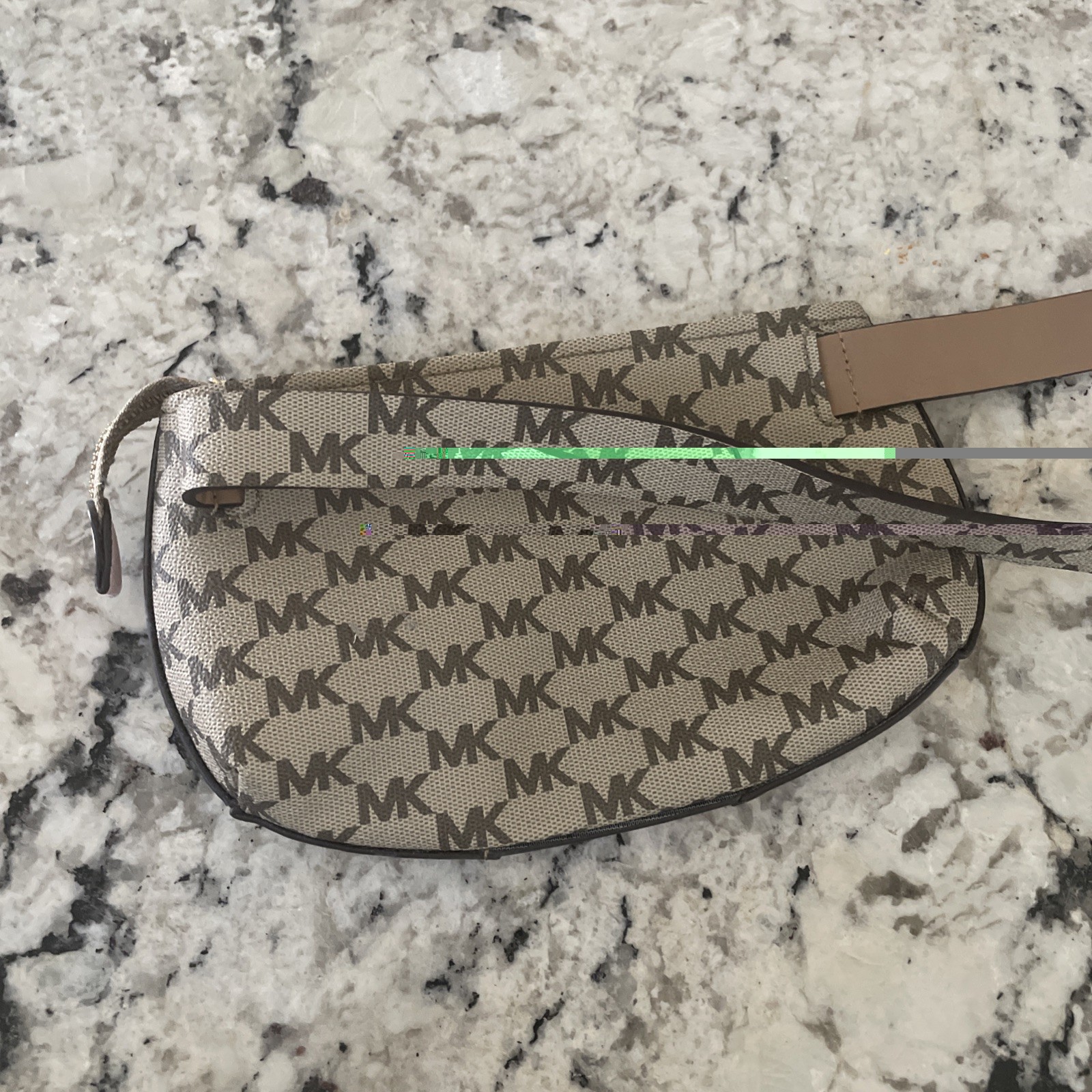 Michael Kors Beige Pink 556137 MK Monogram Belt Bag Fanny Pack
