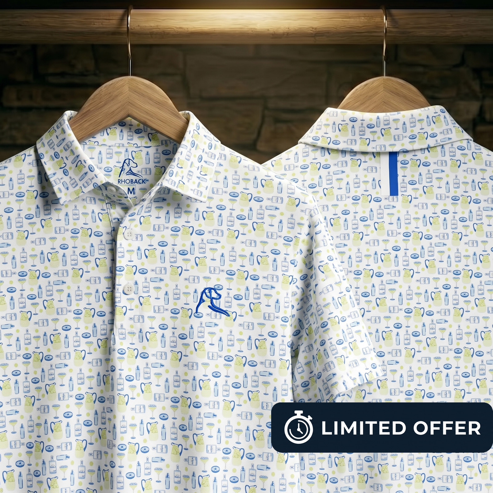 ⭐ Rhoback The Margarita Men Short Sleeve Performance Golf Polo⭐