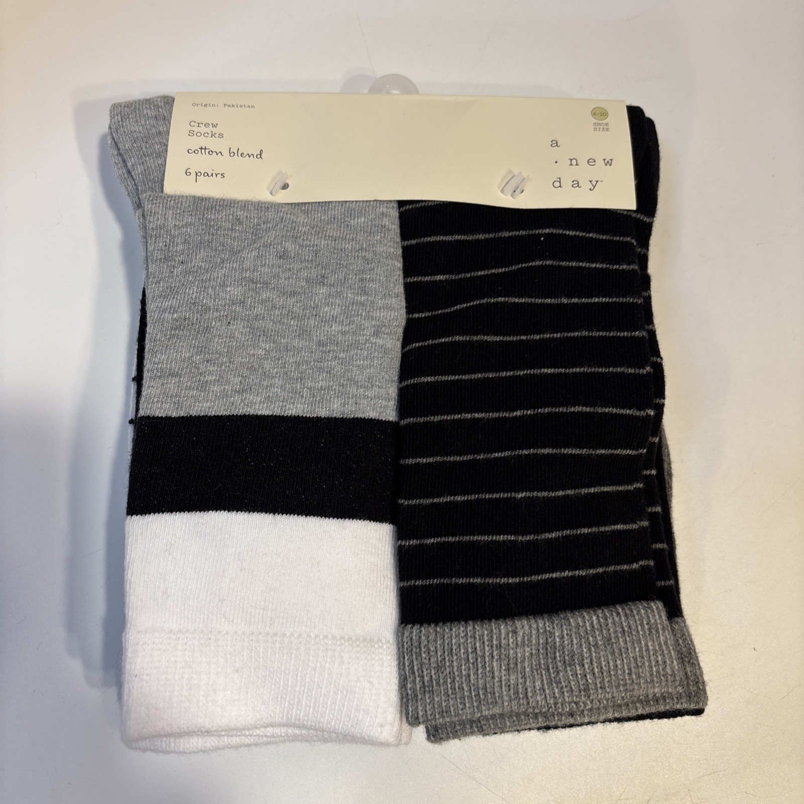 A New Day 6 Ct. ea Cotton Blend Crew Socks Solid & Patterned Size 4-10