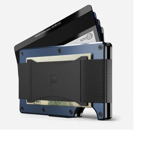 The Ridge Thin RFID Wallet Card Holder Metal Wallet With Cash Strap – Lake Navy