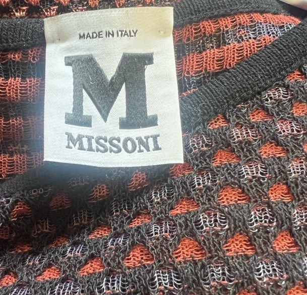 M Missoni Red Black Mesh Knit Fit & Flare Mini Dress IT 44 US 8 Authentic