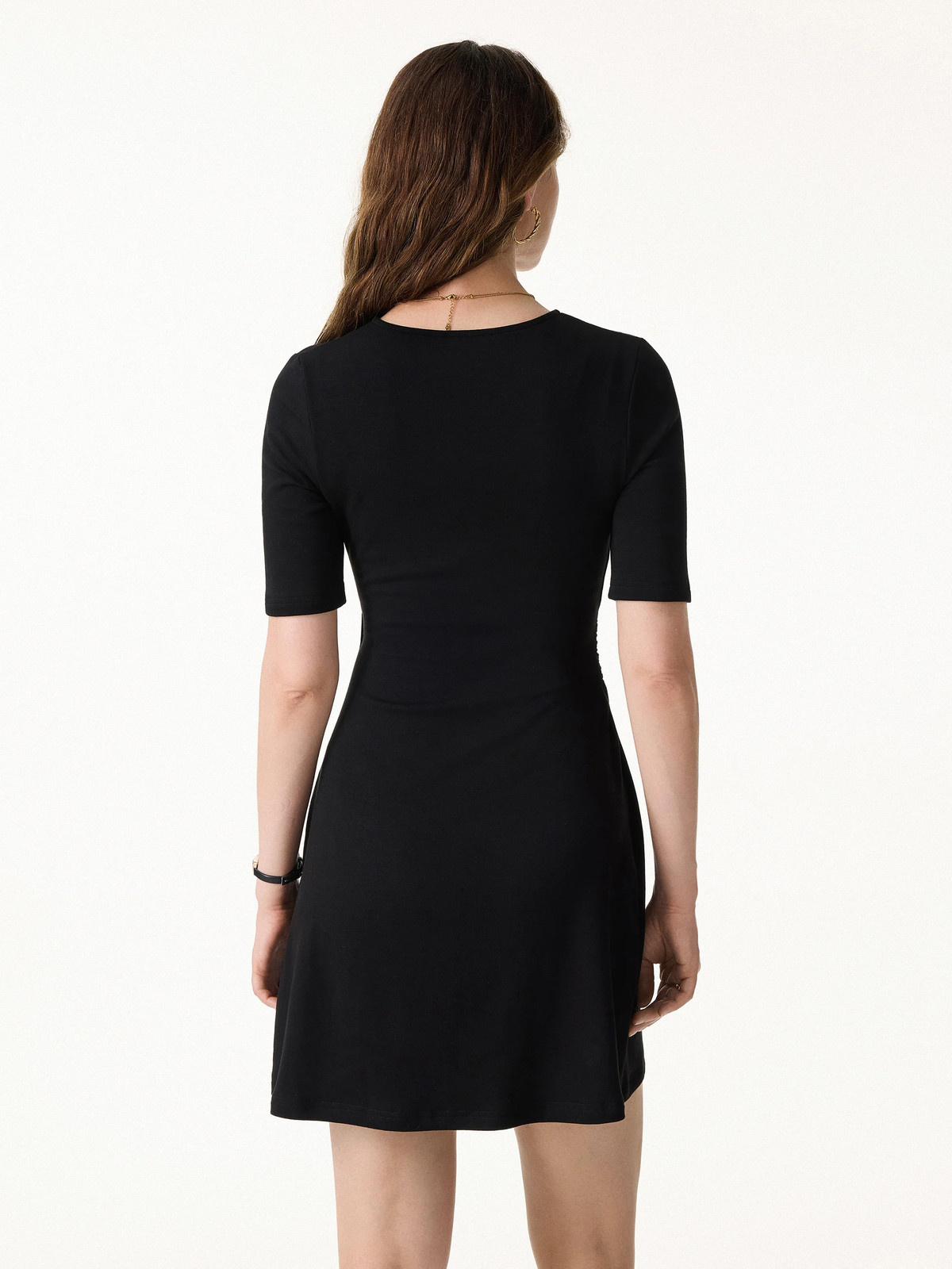 OGL Surplice Ruched Fit-and-Flare Mini Dress
