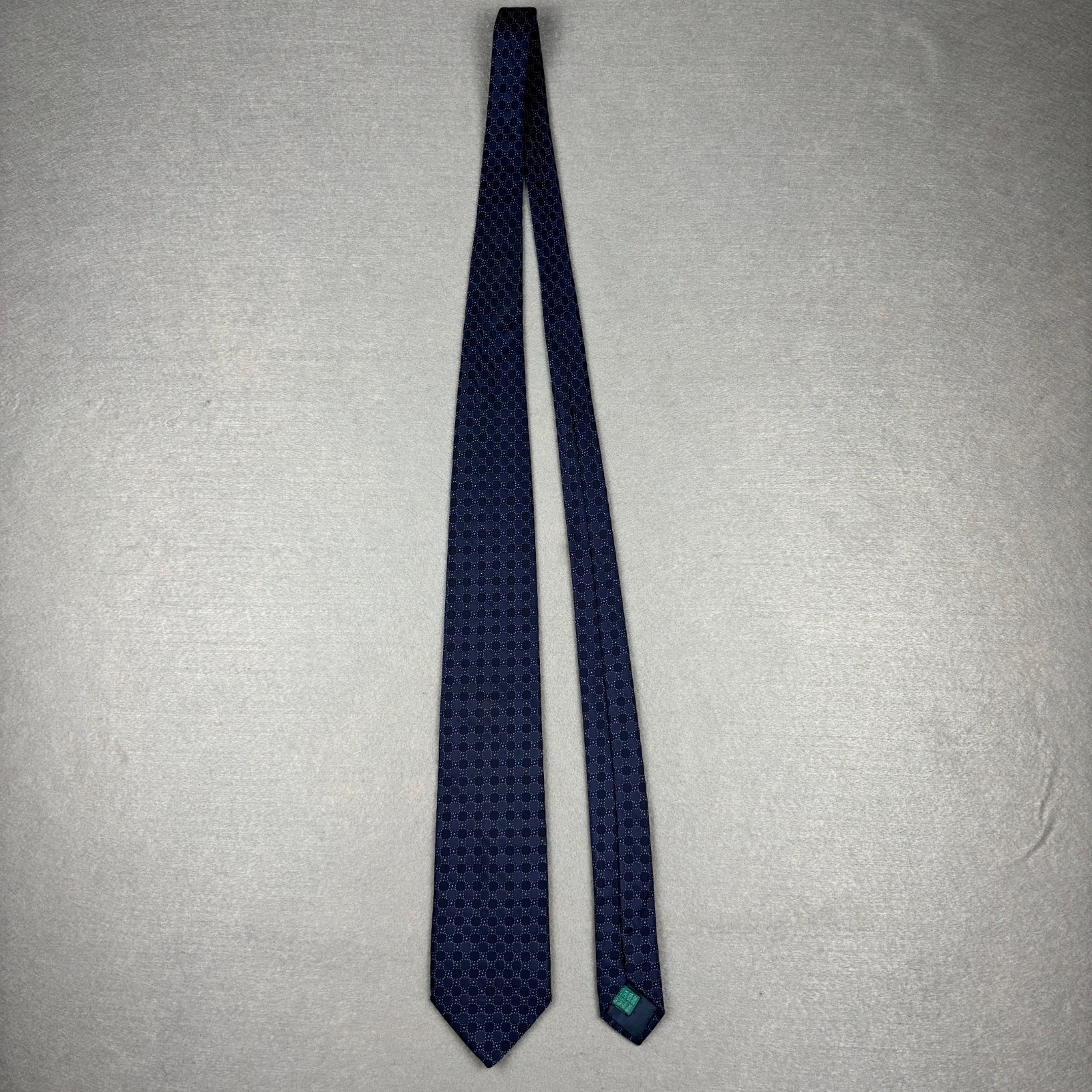 Andrew’s Ties Navy Blue Geometric Dot Silk Tie Made in Italy Classic 58″ 3.25″